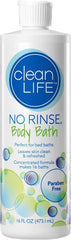 No-Rinse CleanLife Bano Corporal Liquido: limpieza sin agua para piel sensible y cómoda.