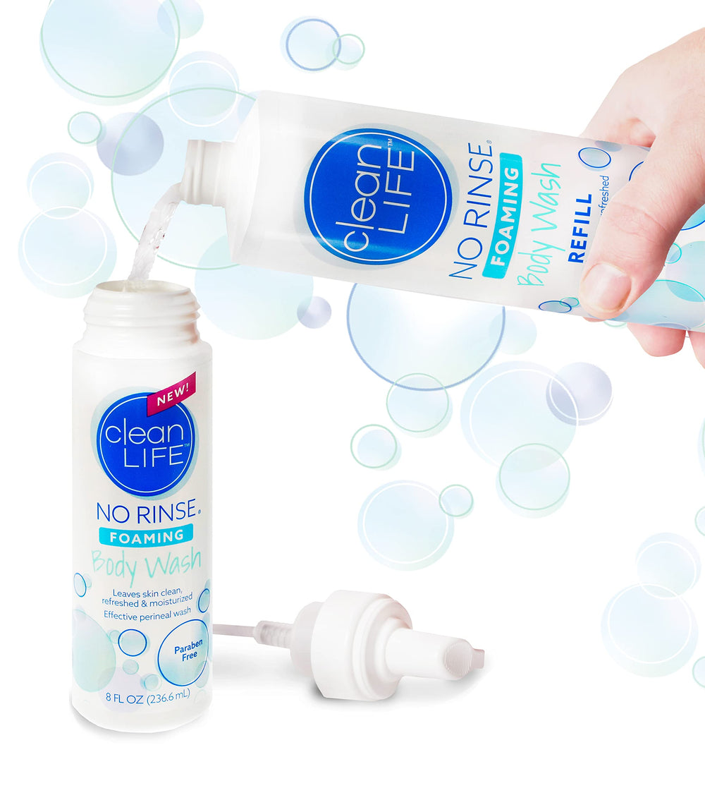 No-Rinse formato de viaje en espuma, limpieza cómoda sin agua donde quieras.