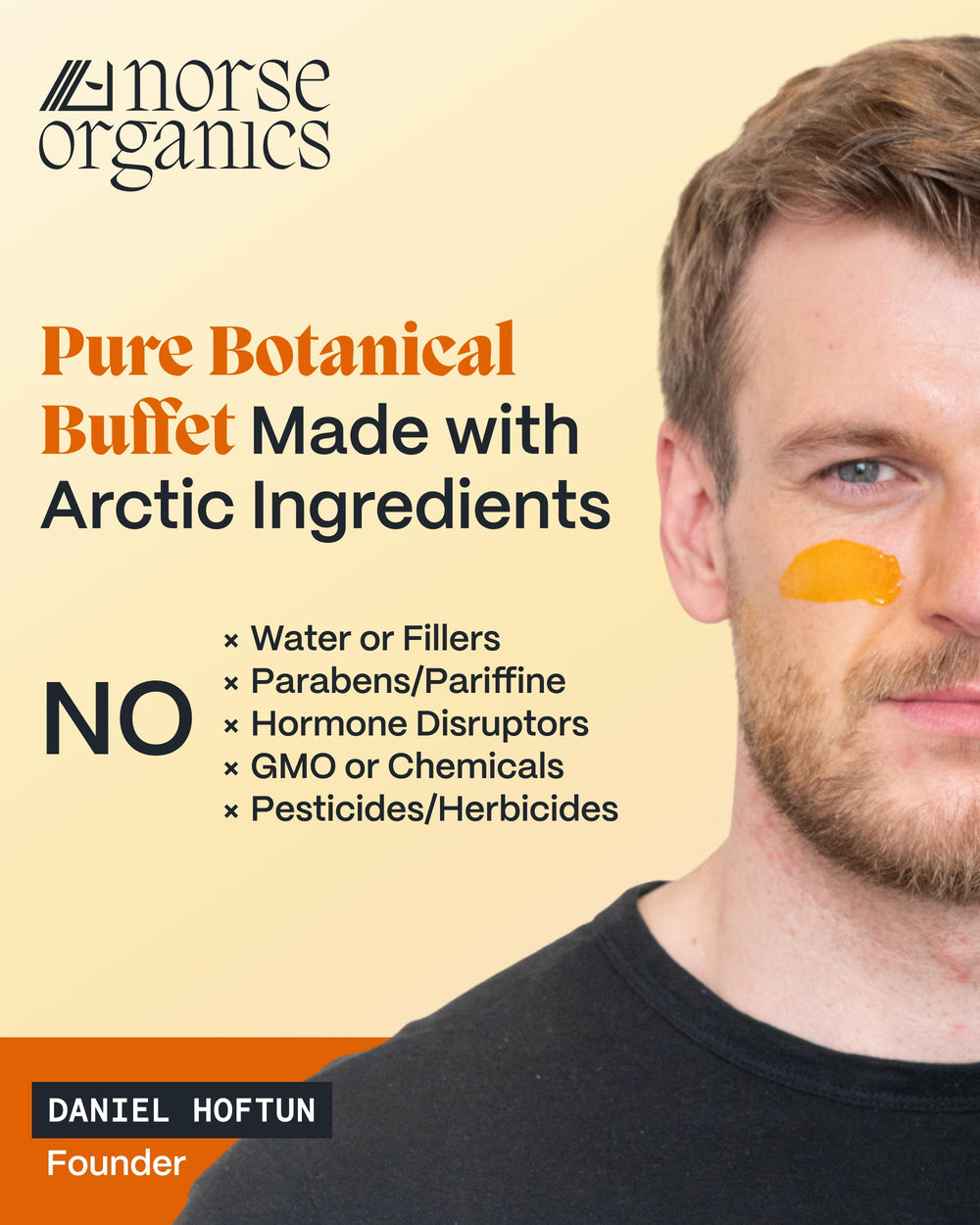 Norse Organics Minimalist packaging shot, simple routine for daily skincare.