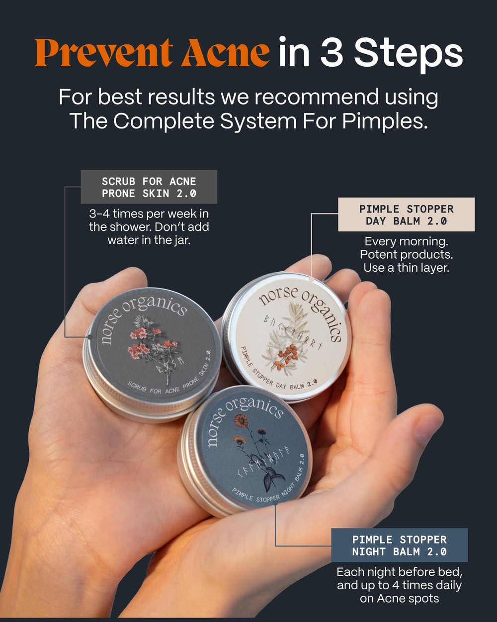 Norse Organics Arctic herbs image suggests pollution protection and barrier support