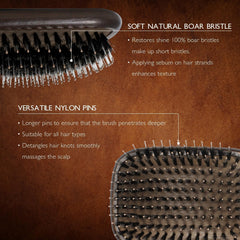 Norsewood boar bristle brush detangles hair with a gentle glide