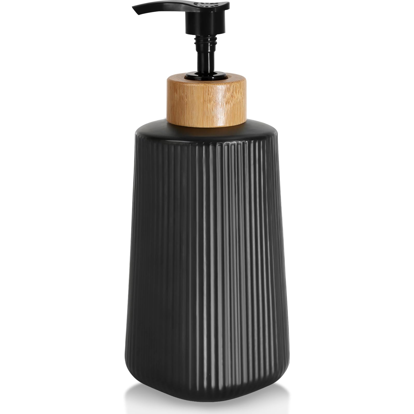 Nortsa Miira glass soap dispenser with matte black finish for modern bathrooms.