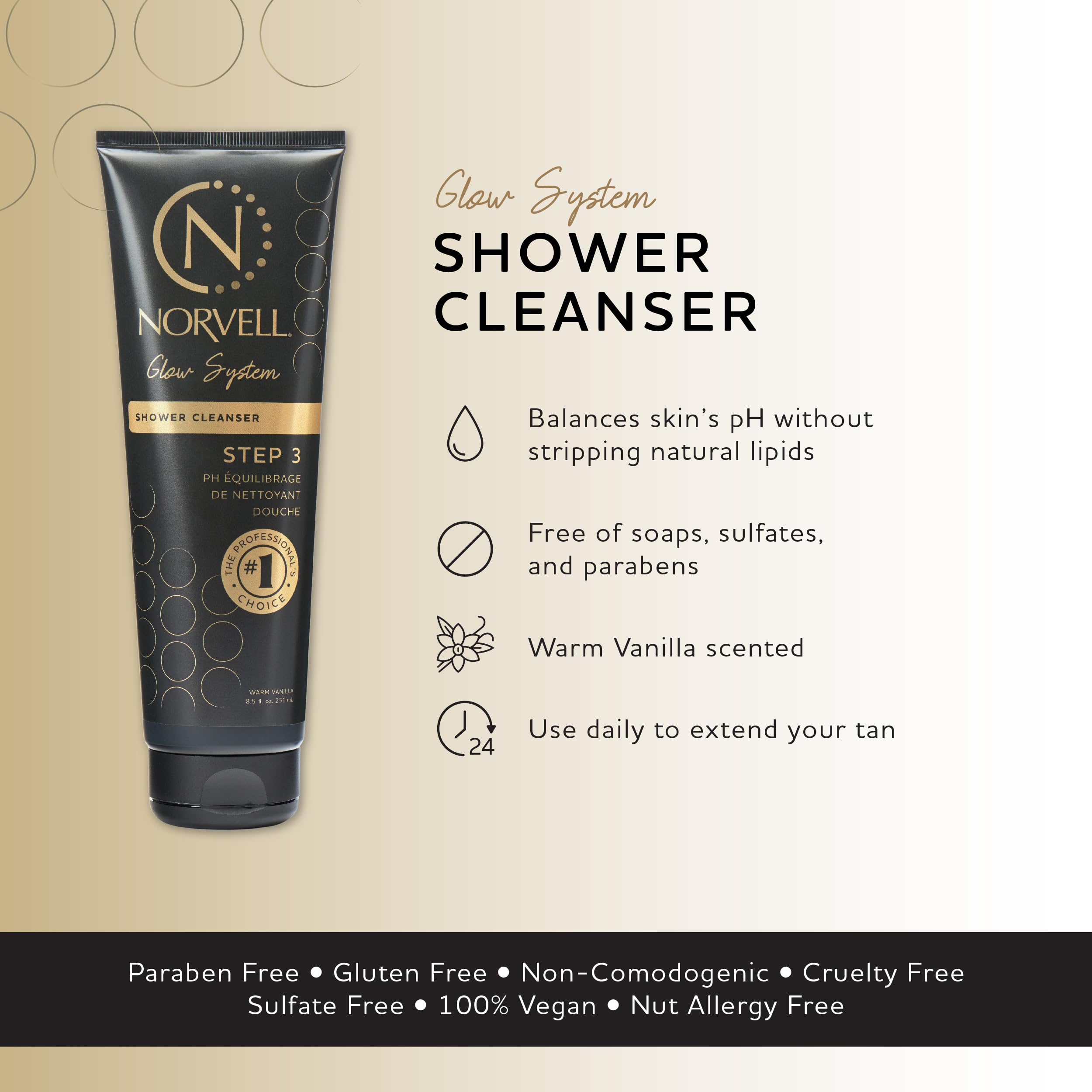 Norvell limpiador corporal, textura espuma suave que cuida la piel