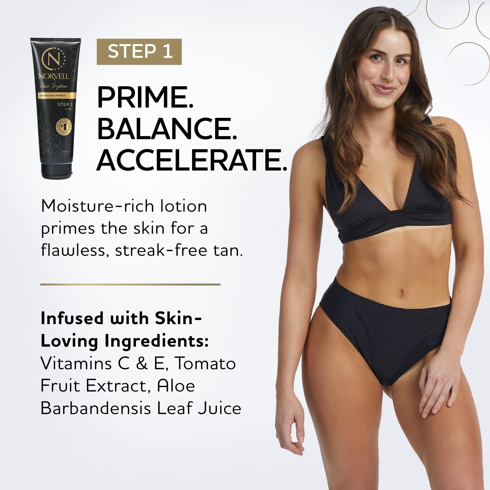 Norvell Glow System Primer before tan use, step by step prep