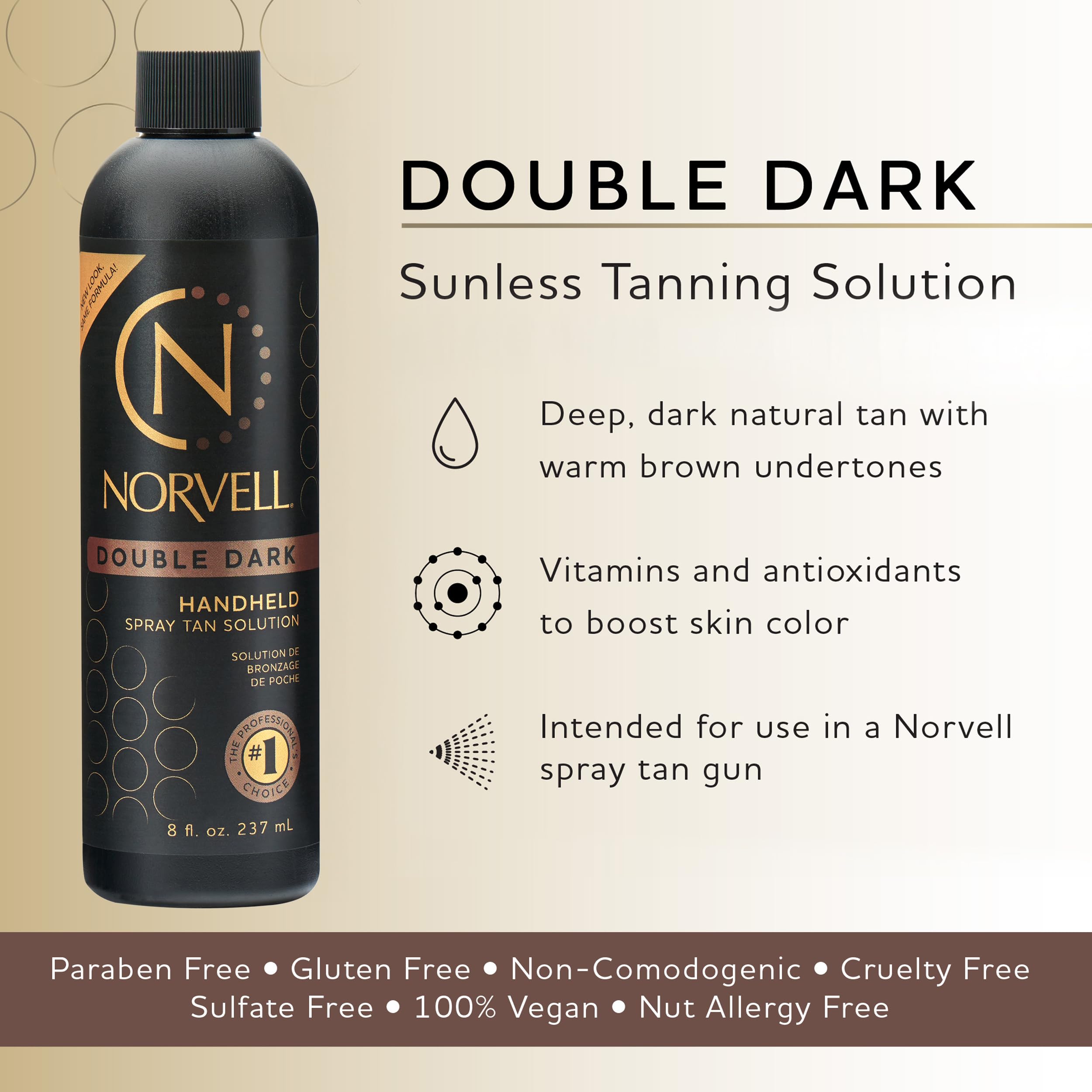 Norvell Double Dark nozzle for precise, streak-free application.