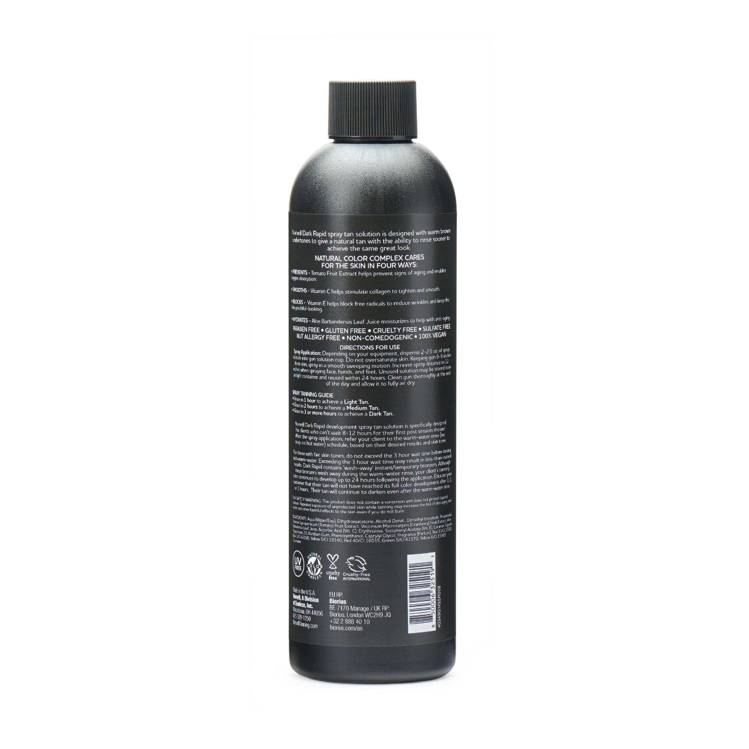 Norvell Premium Spray Tan long-lasting color swatch illustrates 5–7 day wear.