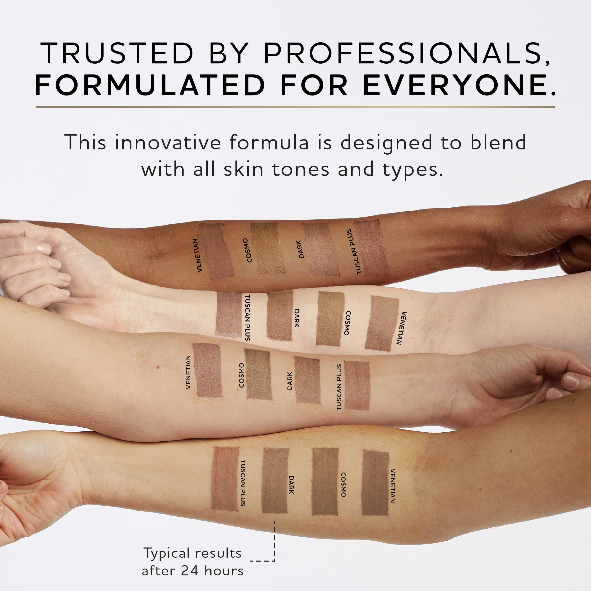 Applying Norvell Premium Dark tan yields warm undertones and natural bronze color