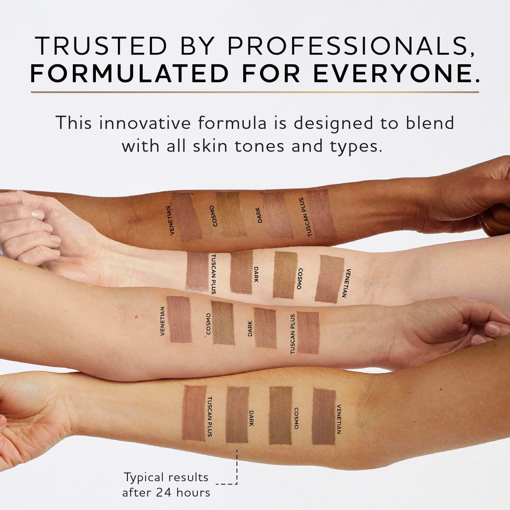 Applying Norvell Premium Dark tan yields warm undertones and natural bronze color