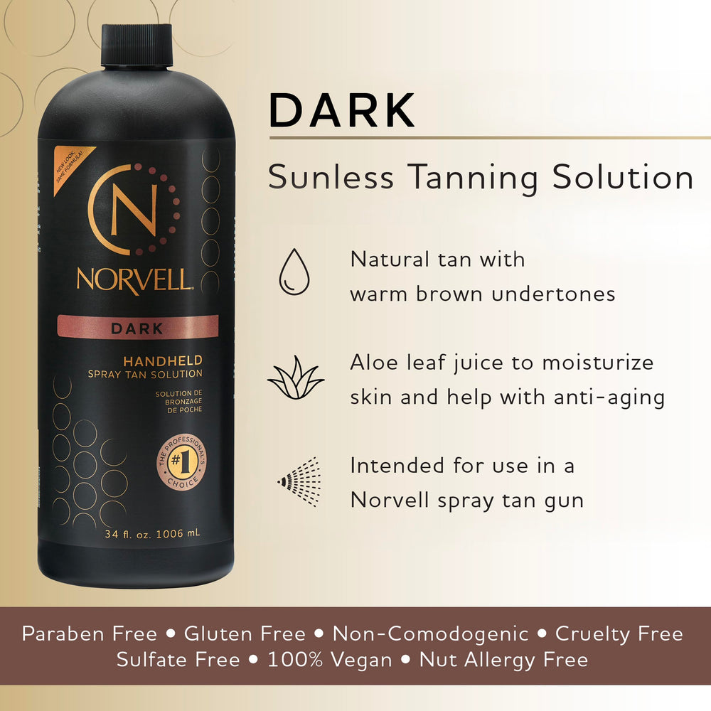 Close-up of Norvell Dark label showing clean beauty ingredients
