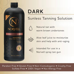 Close-up of Norvell Dark label showing clean beauty ingredients