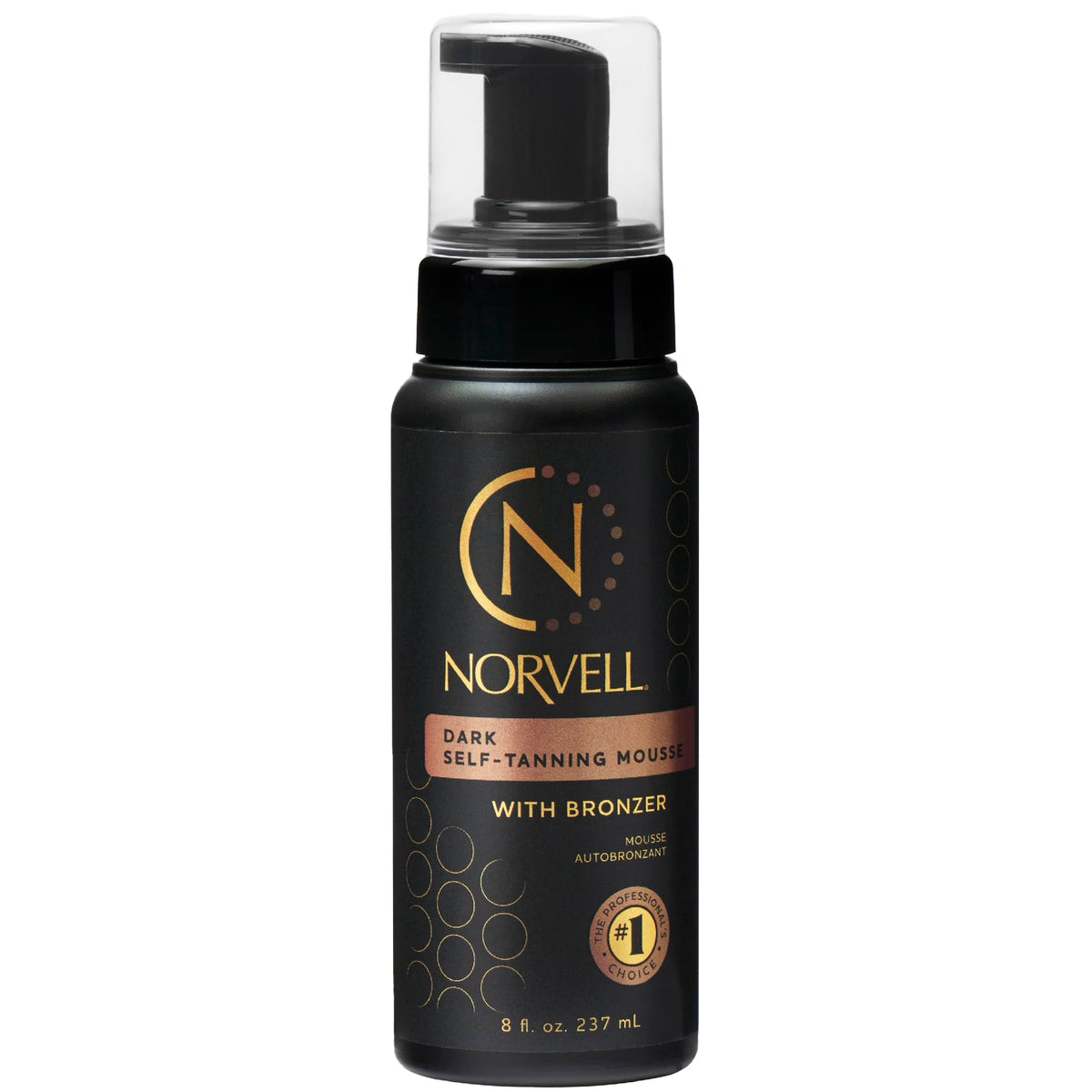 Norvell Sunless Dark Mousse bottle showing instant bronzer for natural-looking glow.