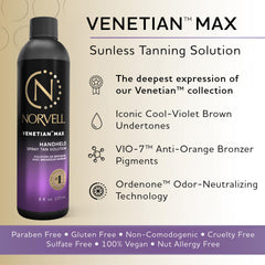 Norvell Venetian Max with cool violet undertones neutralizes orange tones for richer color.