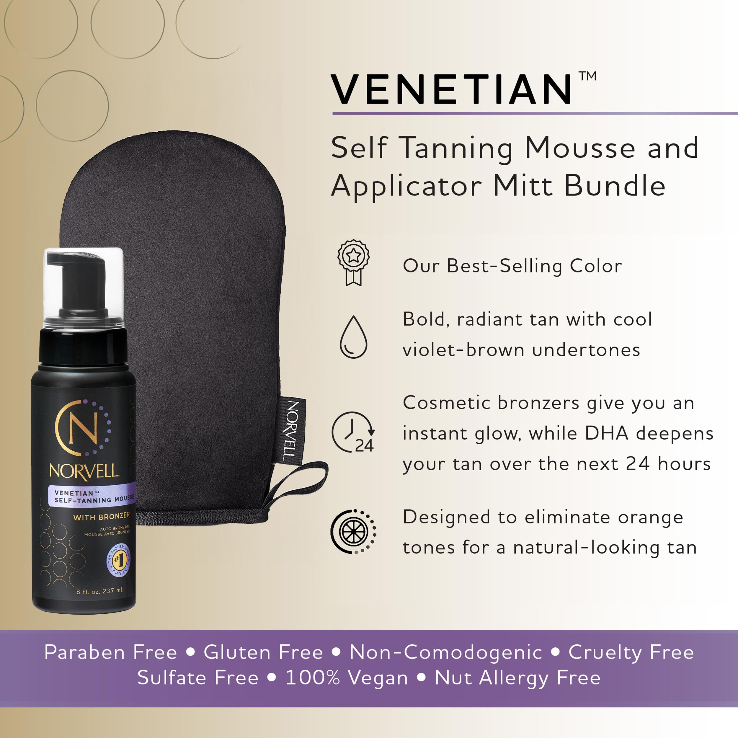Norvell Venetian mousse being applied for even coverage on skin.