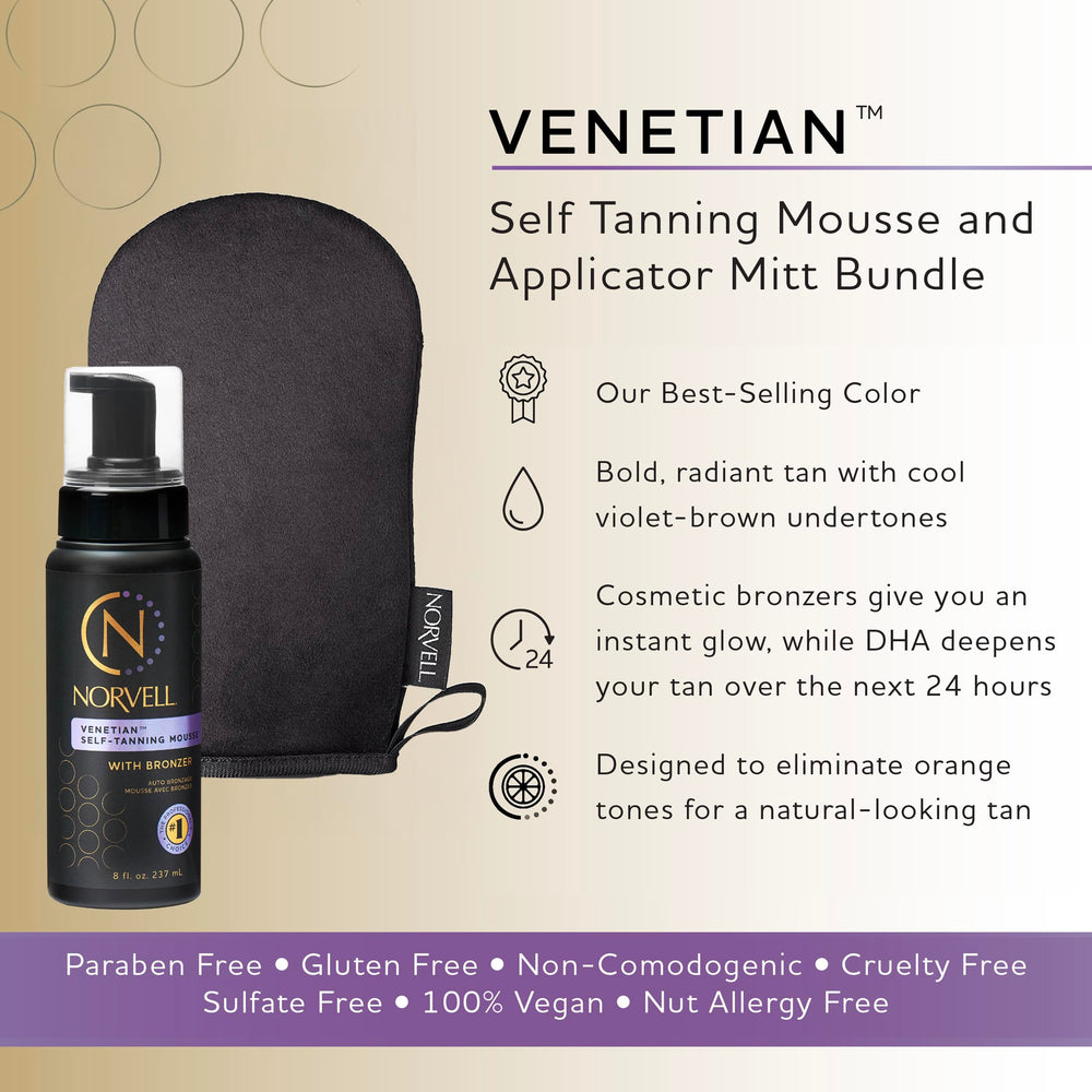 Norvell Venetian mousse being applied for even coverage on skin.