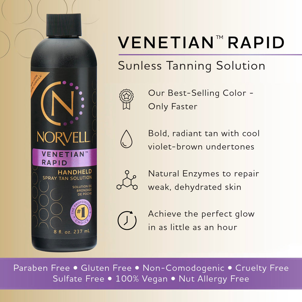 Norvell Venetian One spray action demonstrates quick, efficient tanning sessions.