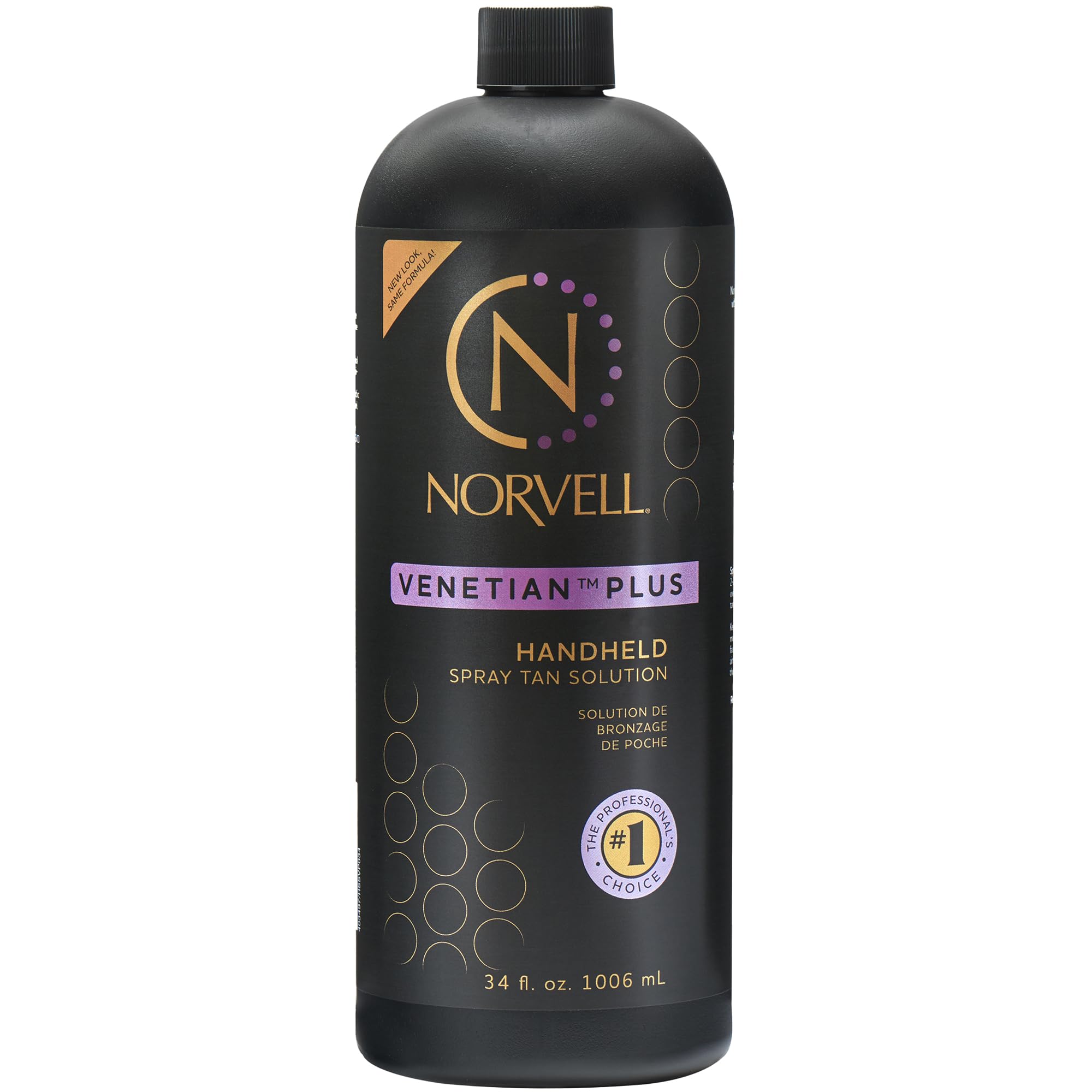 Norvell Venetian Plus bottle shown for a premium sunless tan with a deep natural bronze.