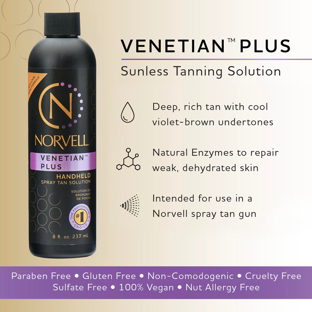 Norvell Venetian Plus spray action highlights fast-drying for client comfort.