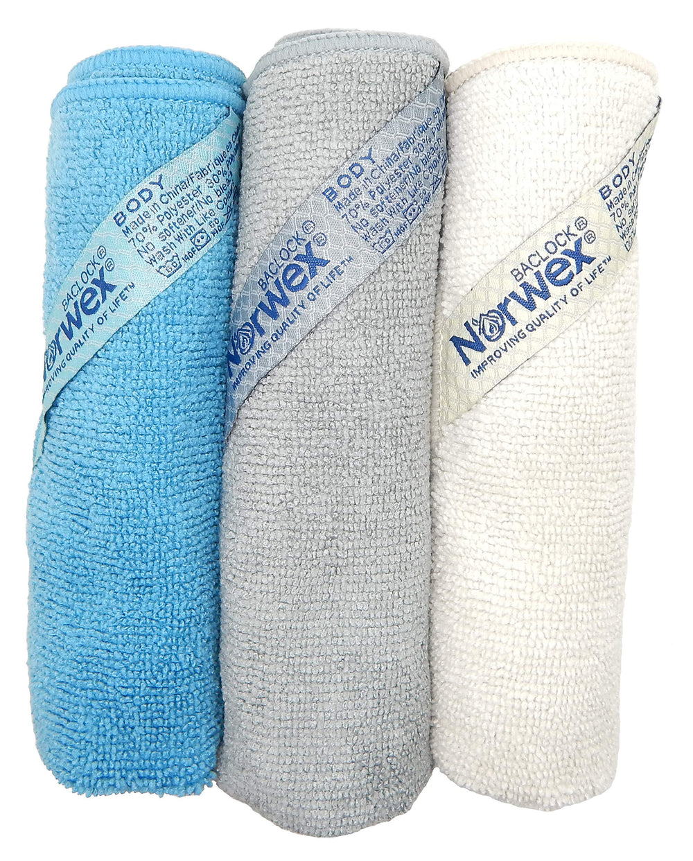 Norwex Paño corporal costero, detalle de textura, tacto suave y duradero.