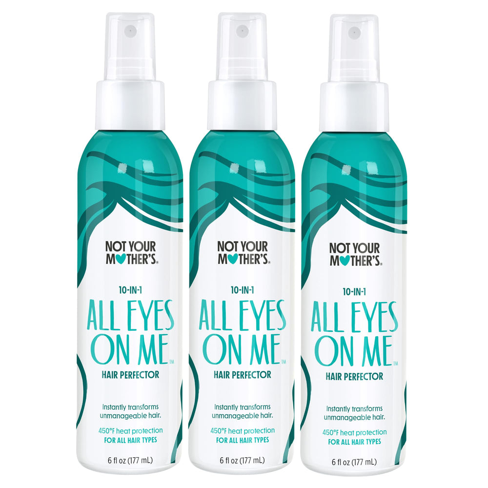 Not Your Mother's All Eyes On Me 3-pack bottle front for detangling and heat protection on damp hair.