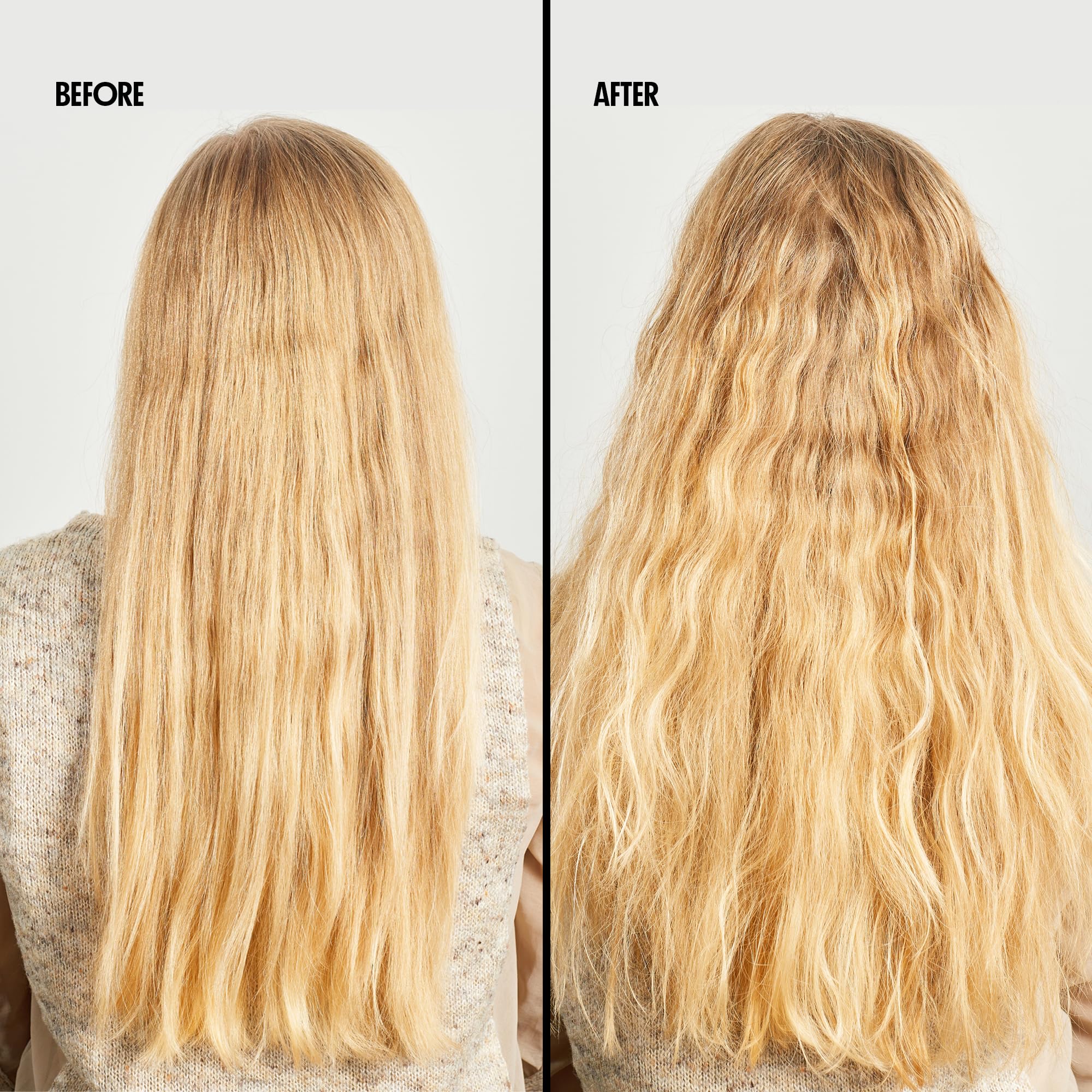 Applying Beach Babe Sea Salt Spray on wet hair for quick, tousled style.