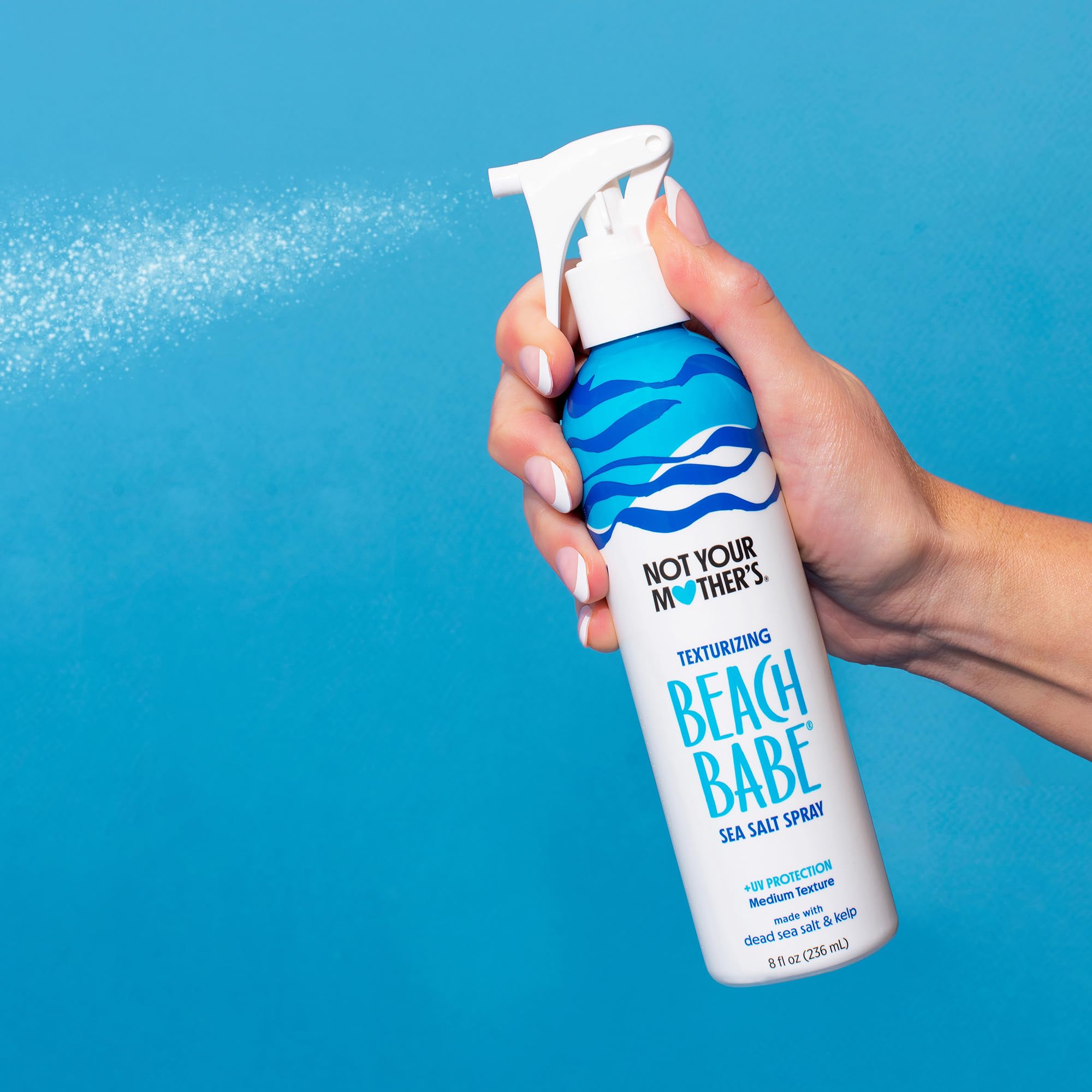 Beach Babe Sea Salt Spray demonstrating a matte finish for natural definition.