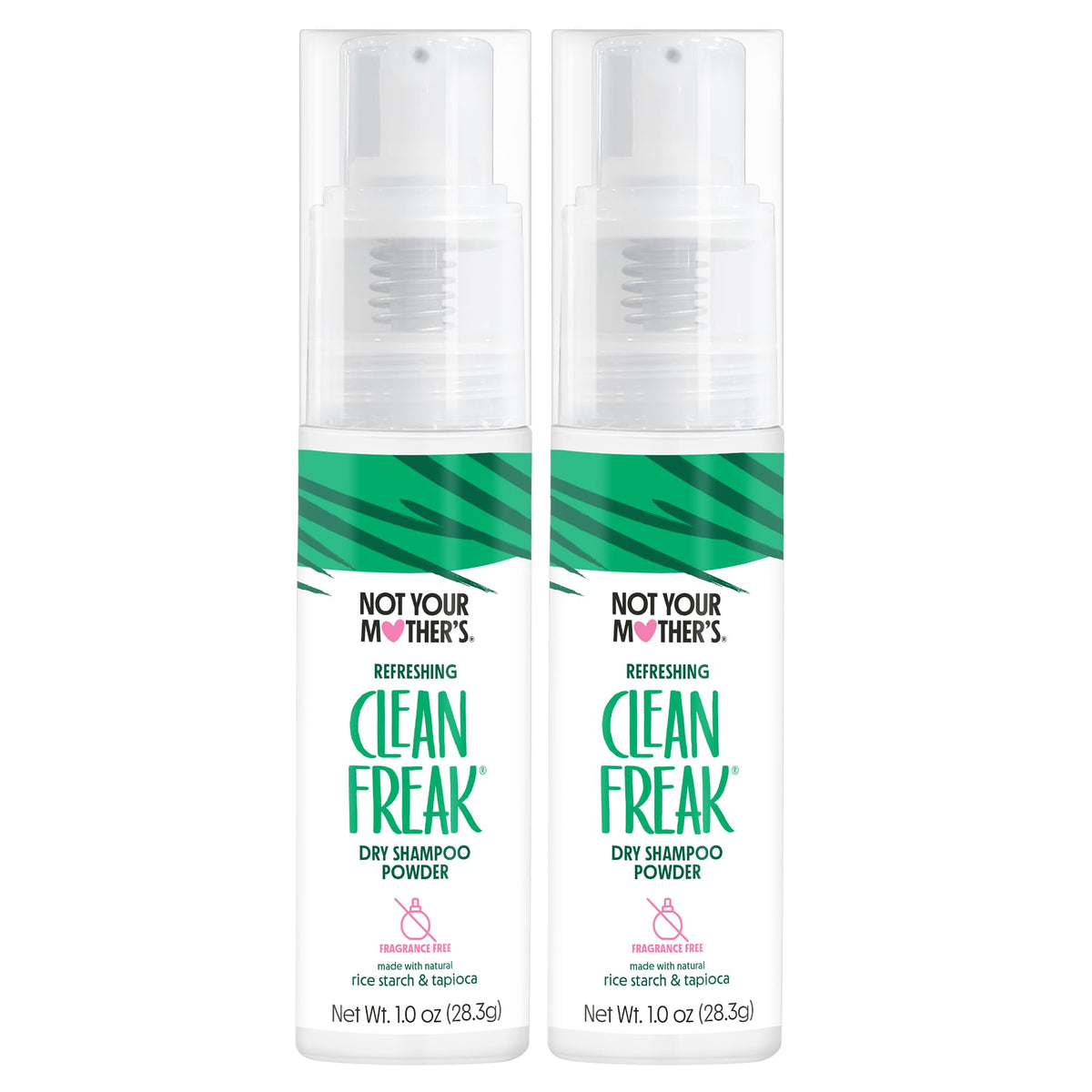 Not Your Mother's Clean Freak unscented dry shampoo powder 2-pack bottle front for quick refreshes