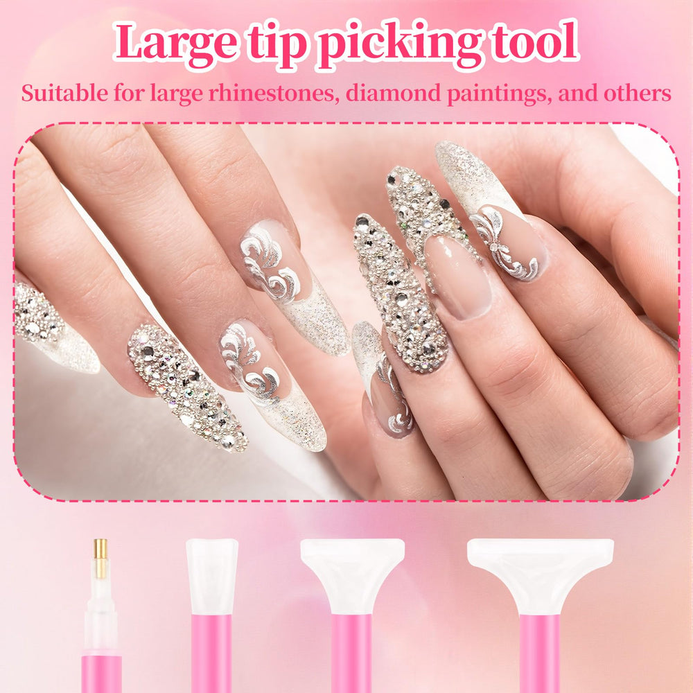 Notoke clay nail art tools set includes reusable clay for easy rhinestone pickup.