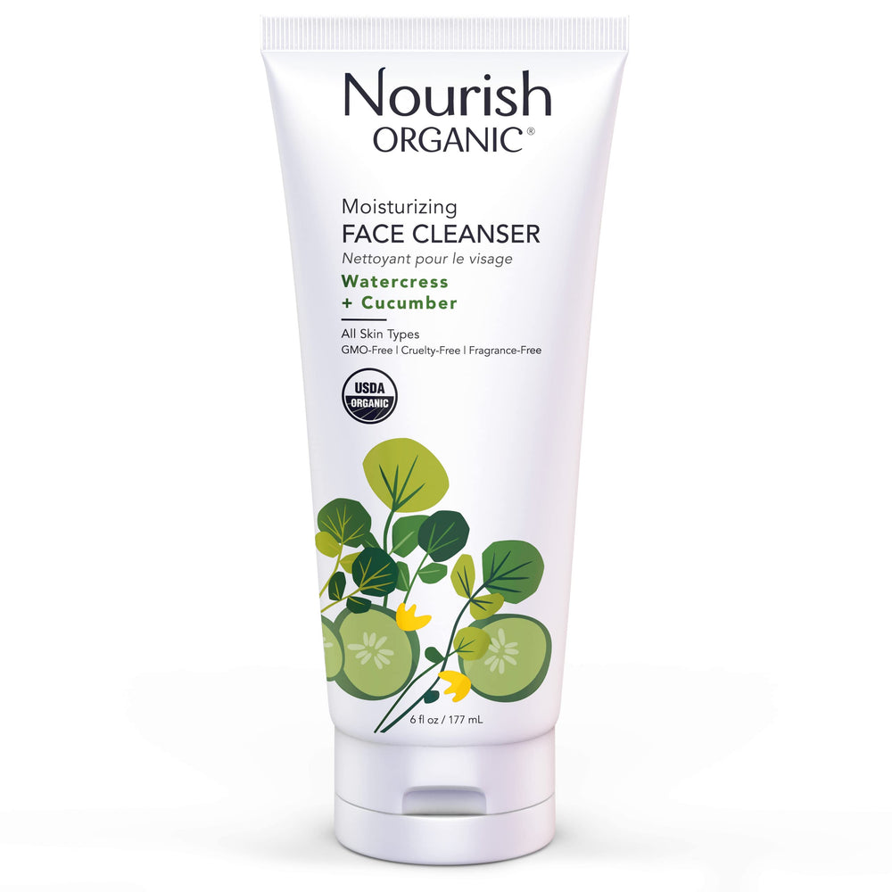 Nourish Organic limpiador facial hidratante con berros y pepino para piel limpia