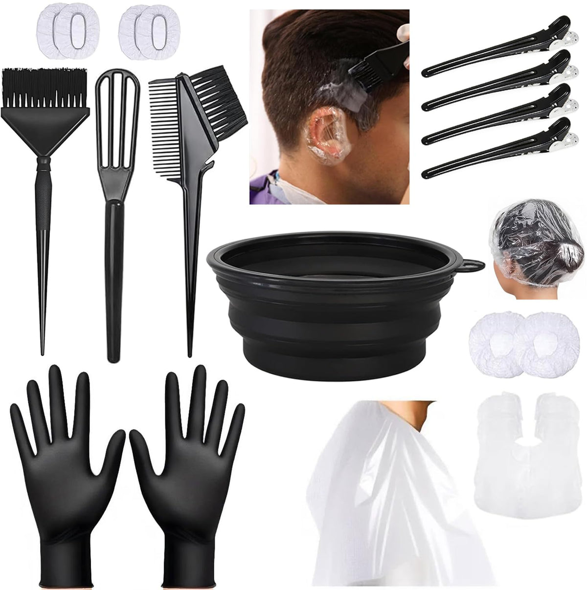 NOUSV 18Pcs Hair Dye Kit bowl with ergonomic handle for easy pouring and cleanup