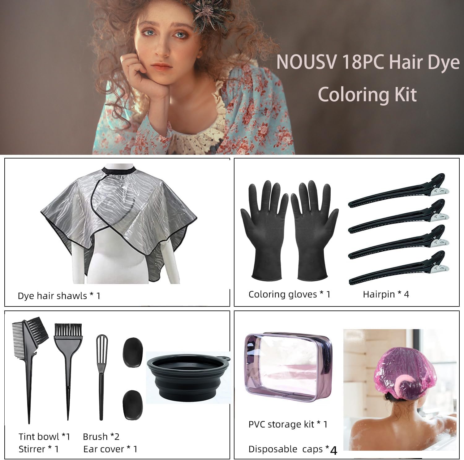 NOUSV hair dye kit brush for even dye distribution during coloring.