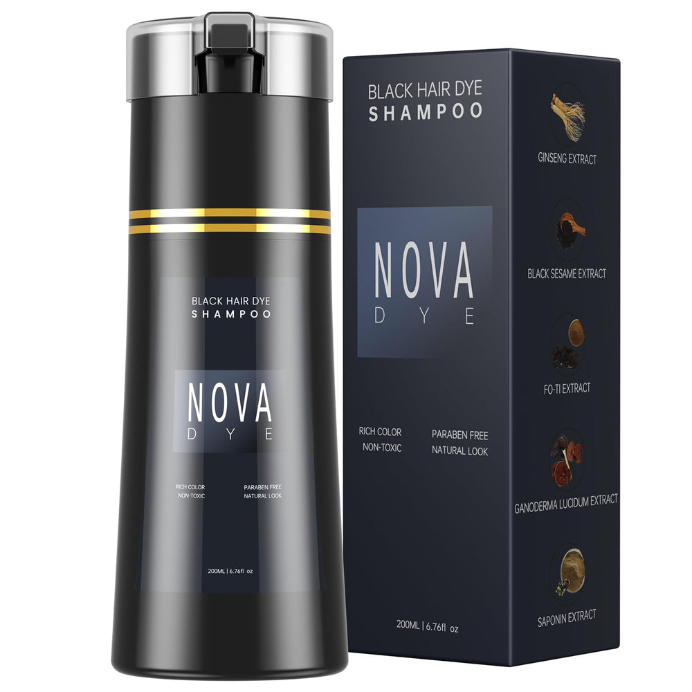 Nova DYE champú tinte negro: aplicación suave para cobertura uniforme
