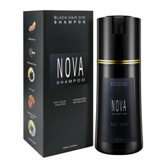 Nova Shampoo 3-in-1 bottle hero demonstrates easy at-home gray coverage.
