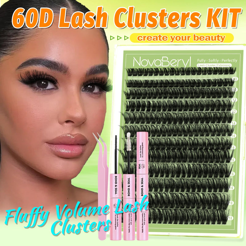 NovaBeryl 3D wispy lash clusters 10-18mm for custom volume.