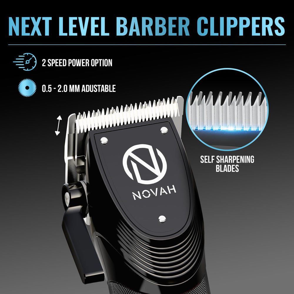 NOVAH Grooming barber clippers with LED display for precise power and battery monitoring