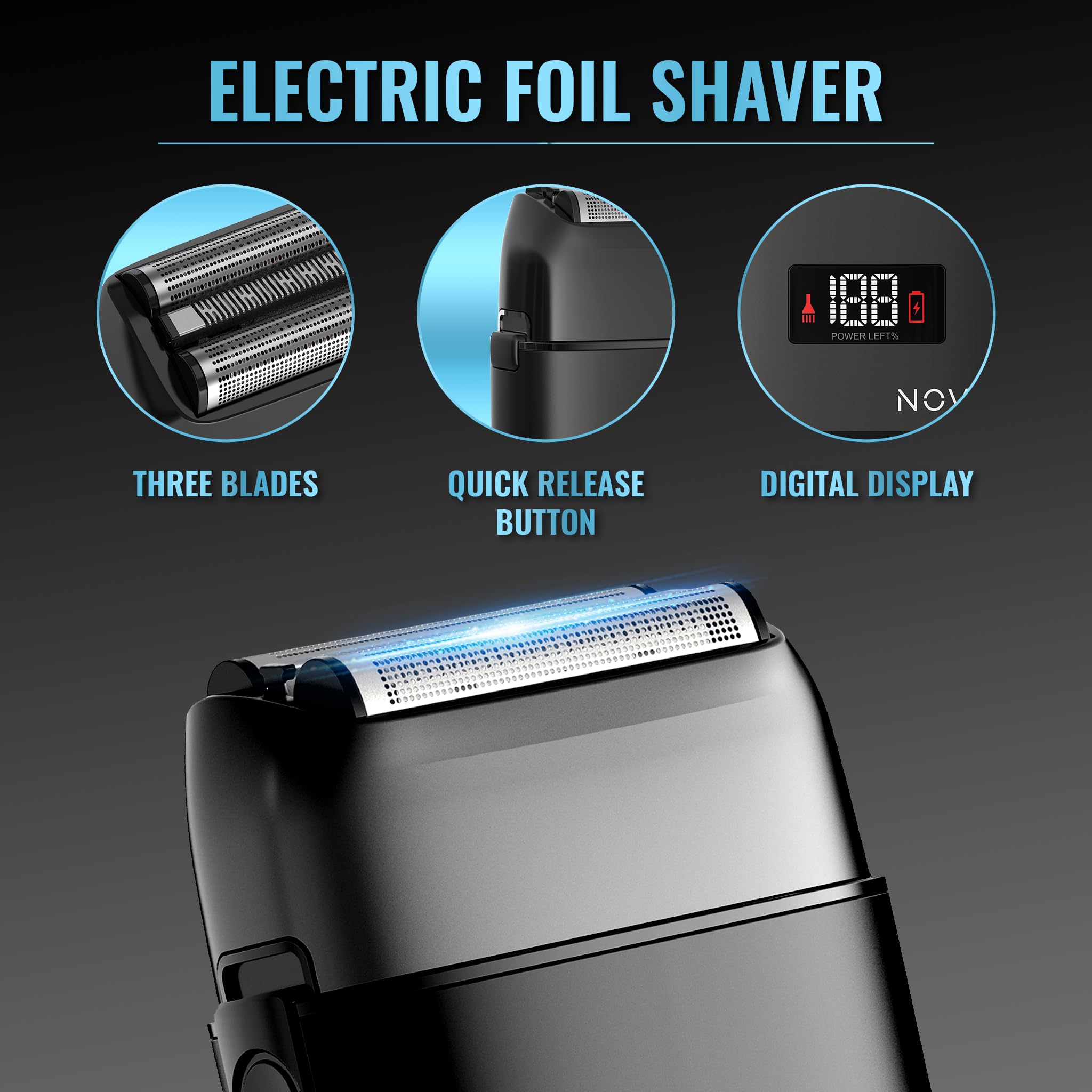 NOVAH Grooming cordless hair clipper with long lasting battery for all day use.