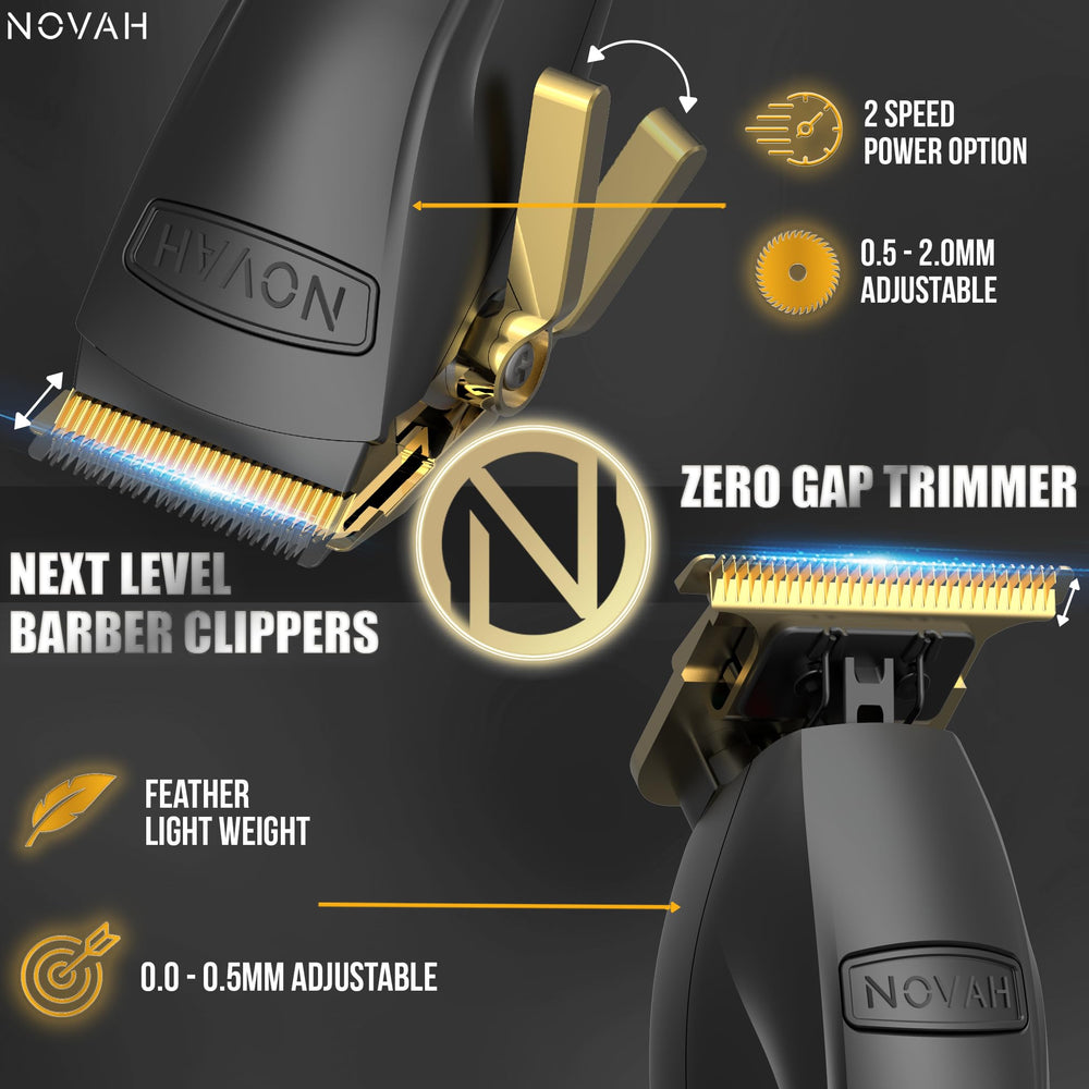 NOVAH cordless gold clipper close-up power for smooth cuts