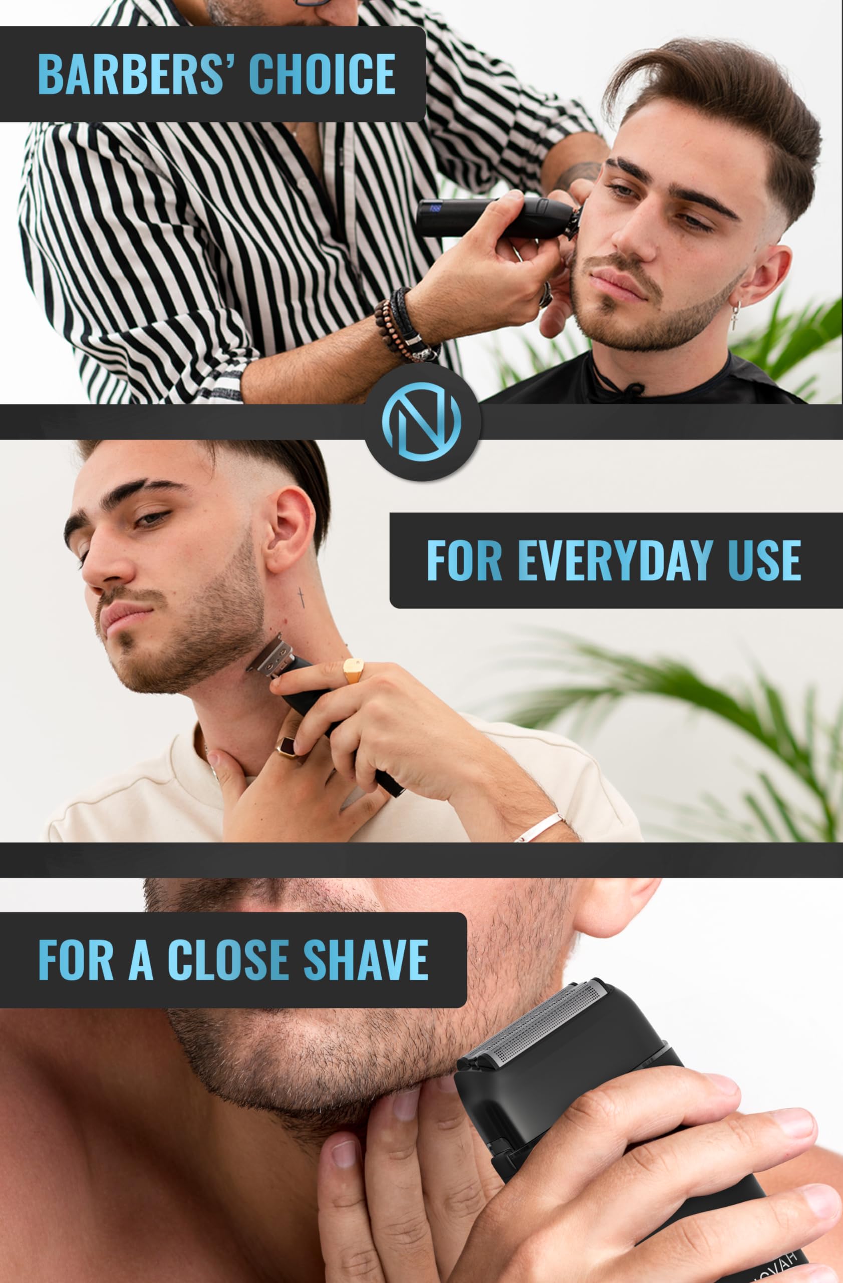 NOVAH Grooming cross etched handle enhances grip during long sessions.
