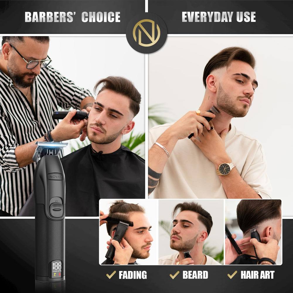 NOVAH Grooming trimmer detailed-edges view for sharp, defined lines