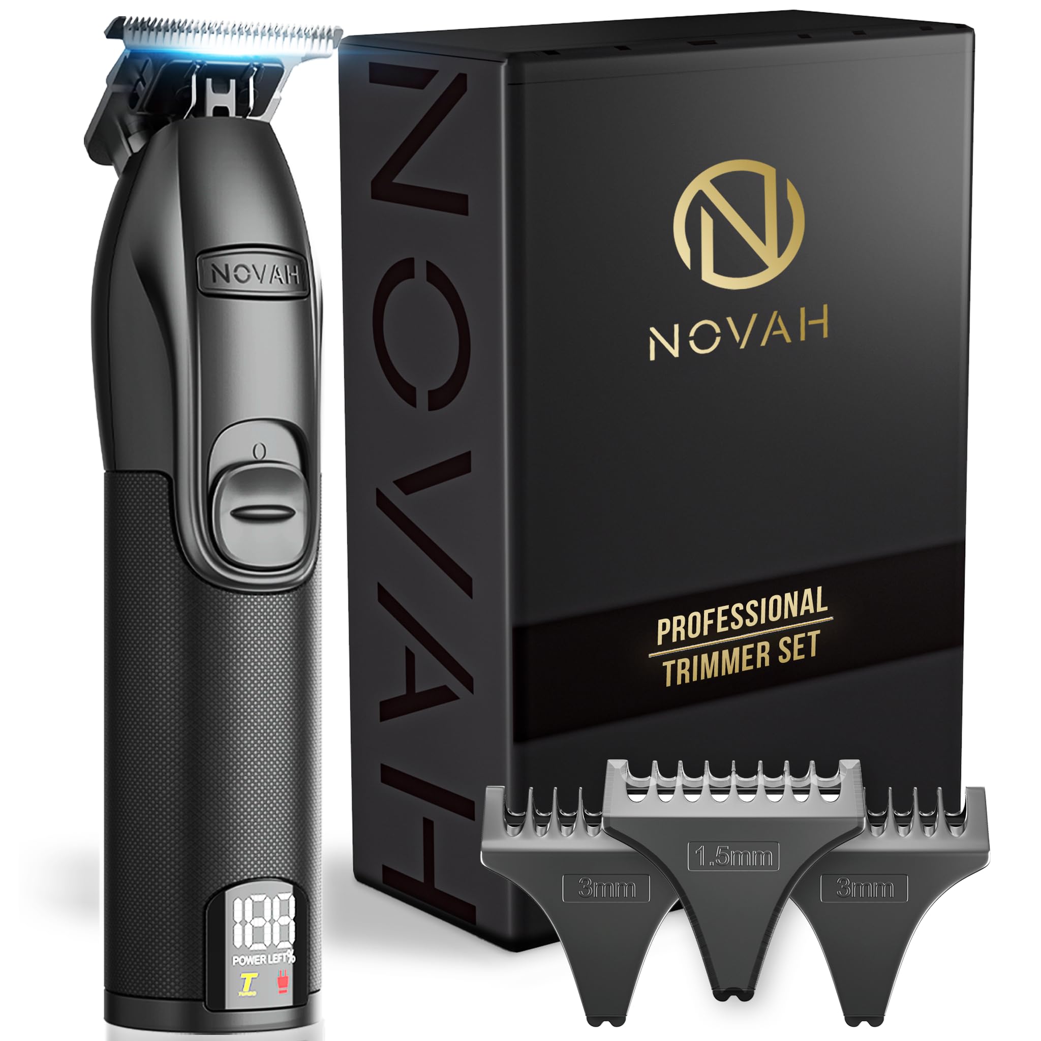 NOVAH Grooming professional hair trimmer front view for precise, zero-gap detailing