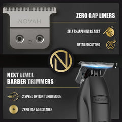 NOVAH Grooming trimmer side profile for ergonomic handling and versatility