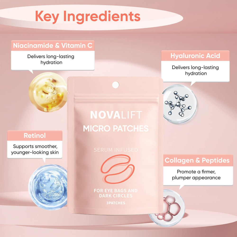 Close-up of NOVALIFT Micro Eye Patches serum-infused texture for targeted care.
