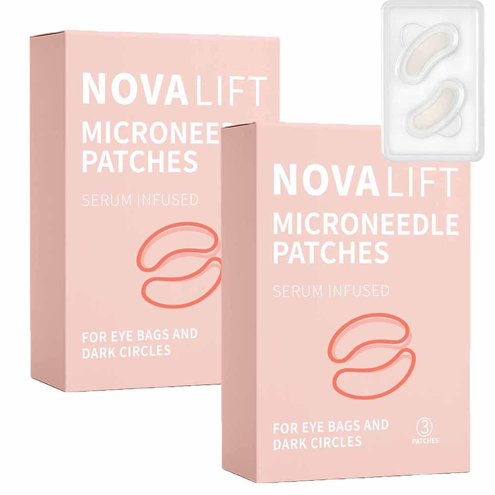 NOVALIFT MicroGlow Eye Patches close-up showing hydrating under-eye treatment.