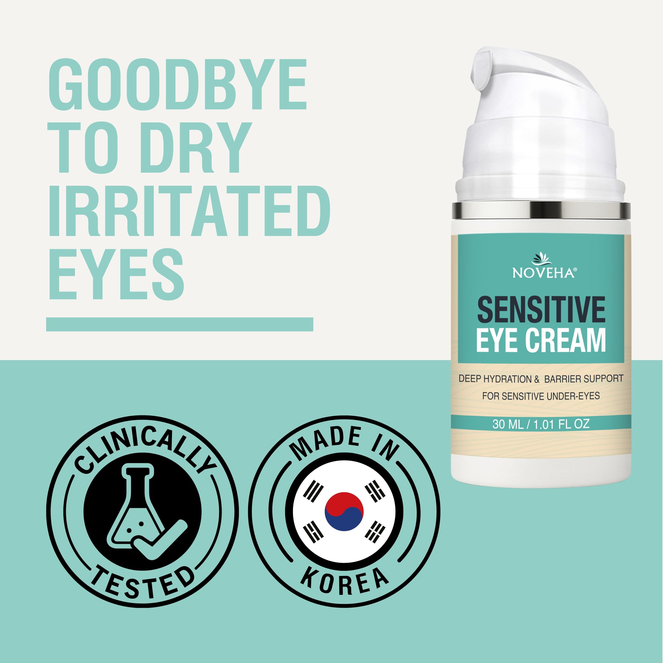NOVEHA Daily Sensitive Eye Cream suaviza lineas finas y arrugas para un aspecto más suave