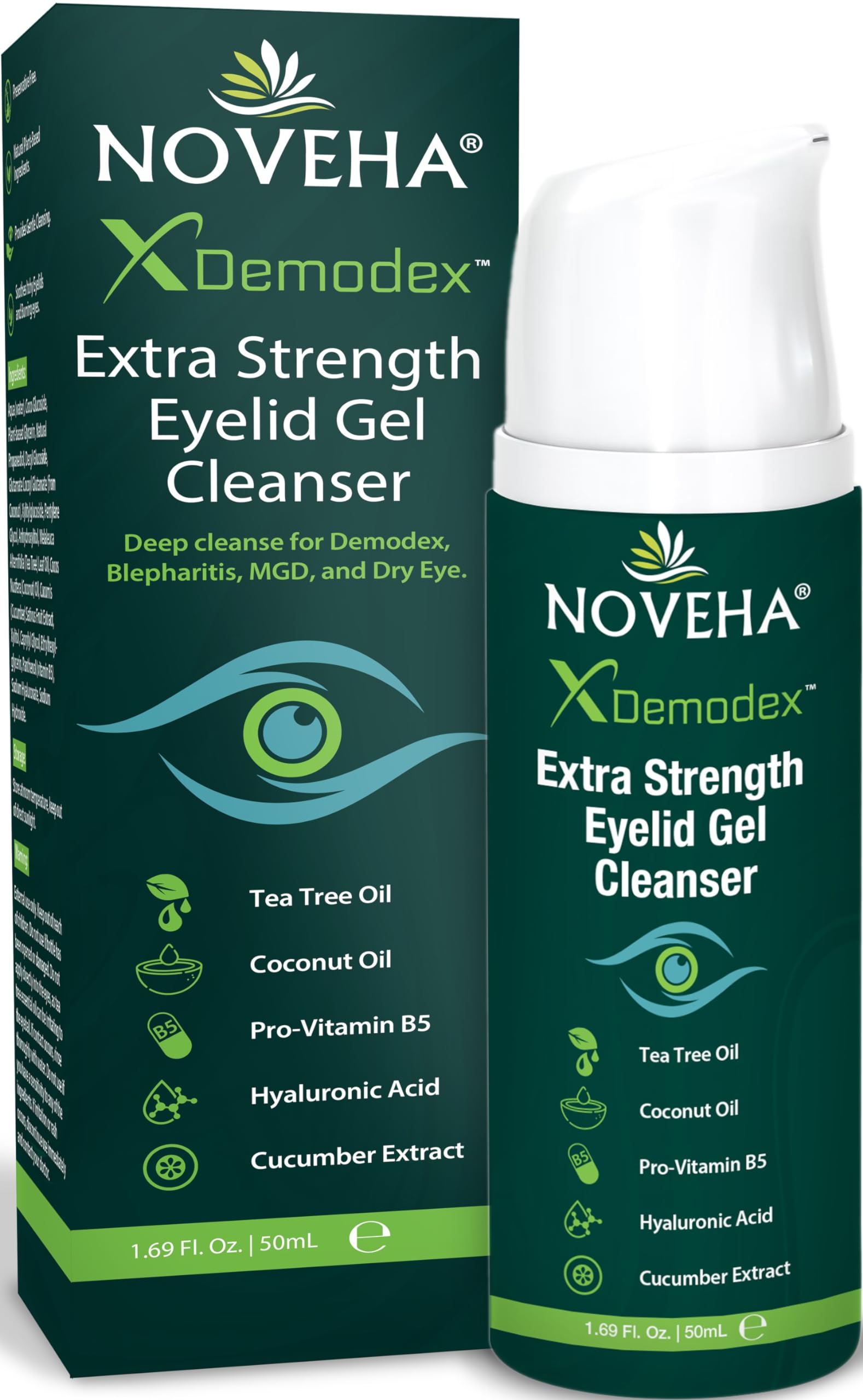 NOVEHA Demodex Gel limpia suavemente los párpados para comodidad diaria.