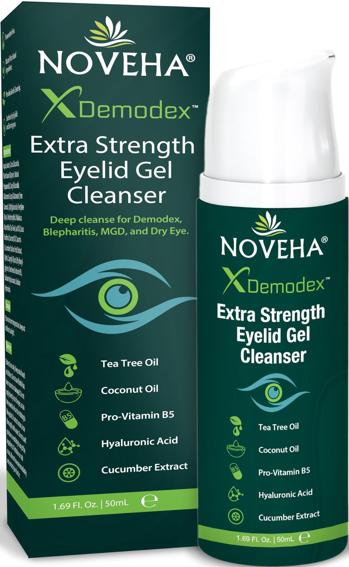 NOVEHA Demodex Gel limpia suavemente los párpados para comodidad diaria.