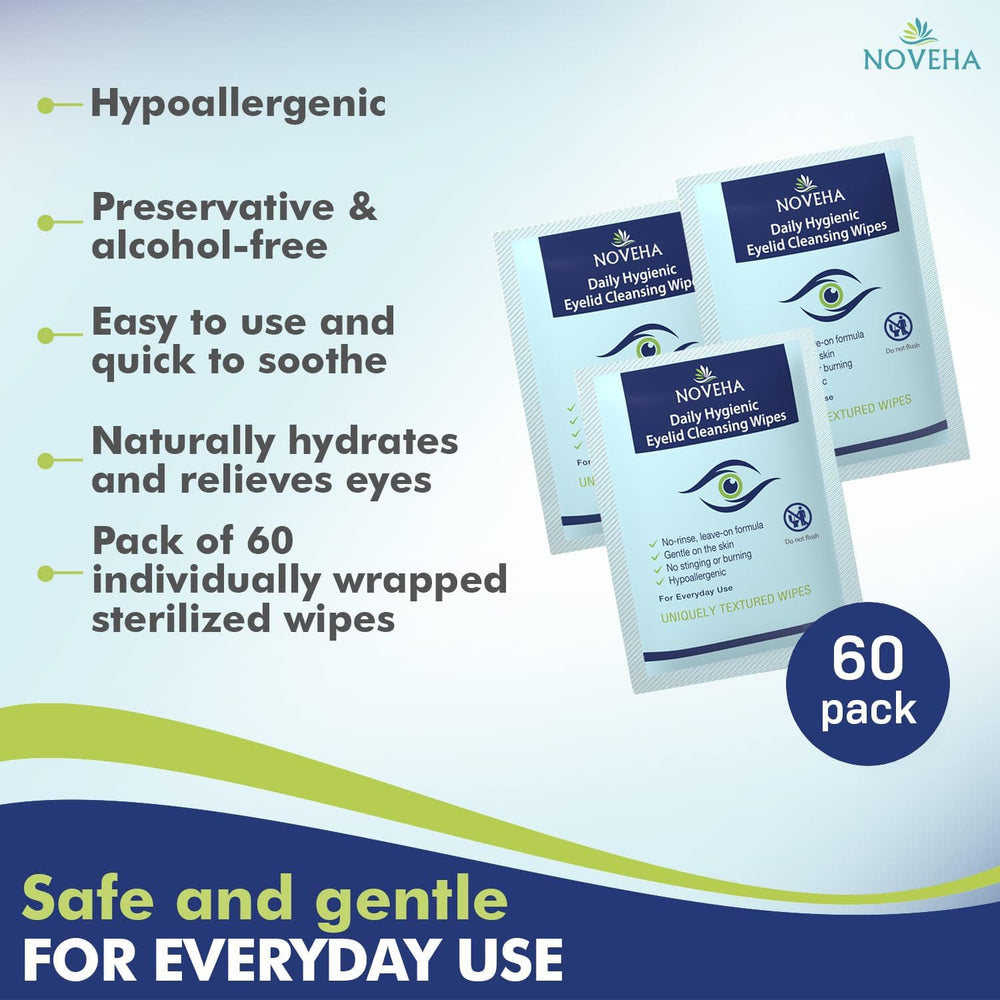 NOVEHA makeup removal with wipes provides gentle cleansing and care.