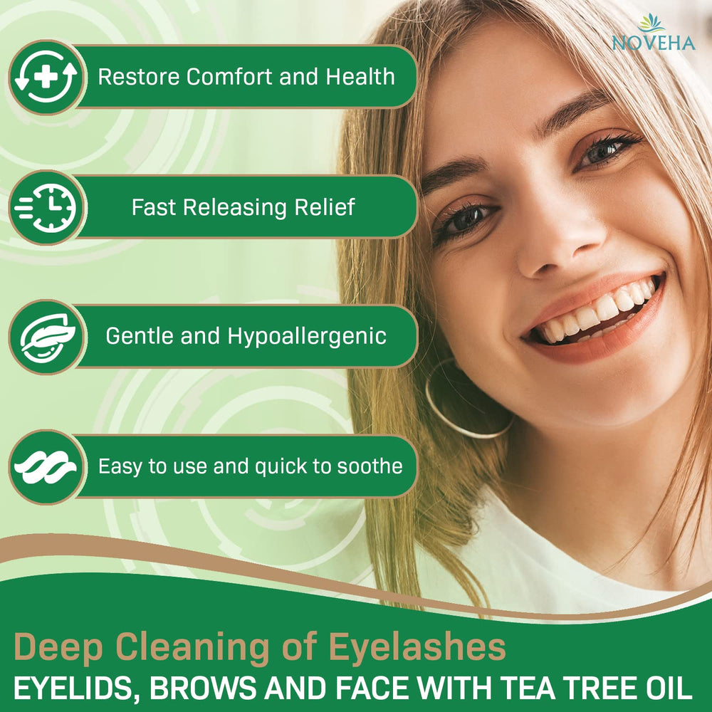 NOVEHA natural ingredients highlight tea tree and coconut oils in wipes