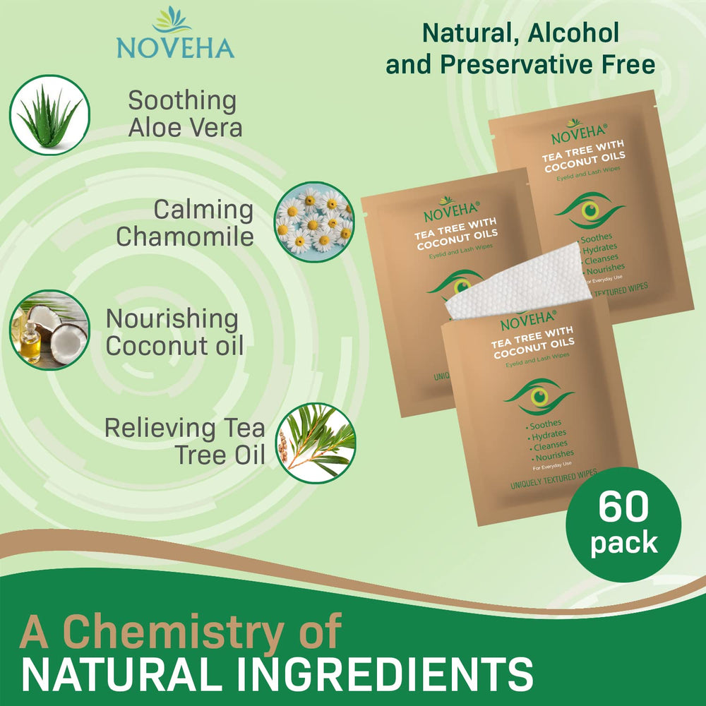 NOVEHA pack of 3 wipes on the go for quick eye hygiene