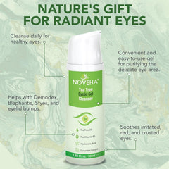 NOVEHA textura gel suave aportando frescura al aplicar durante la rutina ocular diaria.