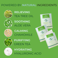 Ingredientes clave: té verde, manzanilla y aloe para hidratación.